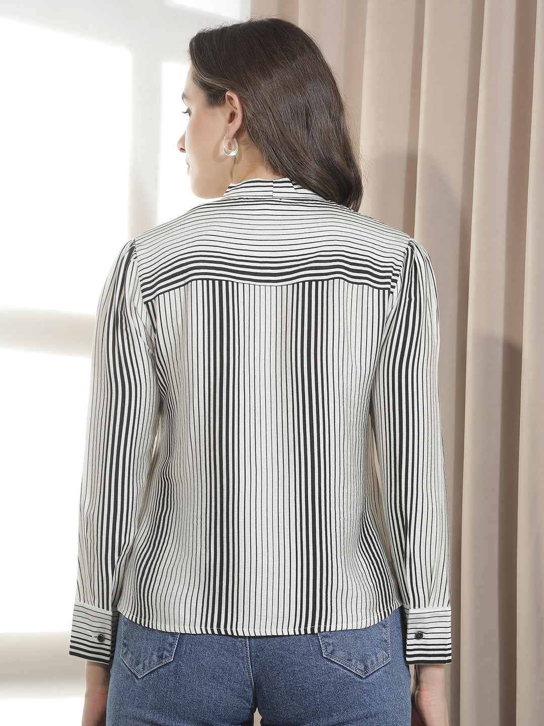 Off White Vertical Striped Top