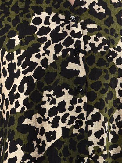 Olive Leopard Print Shirt