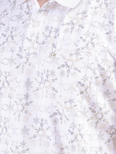 Olive Floral Print Polo-Neck T-Shirt