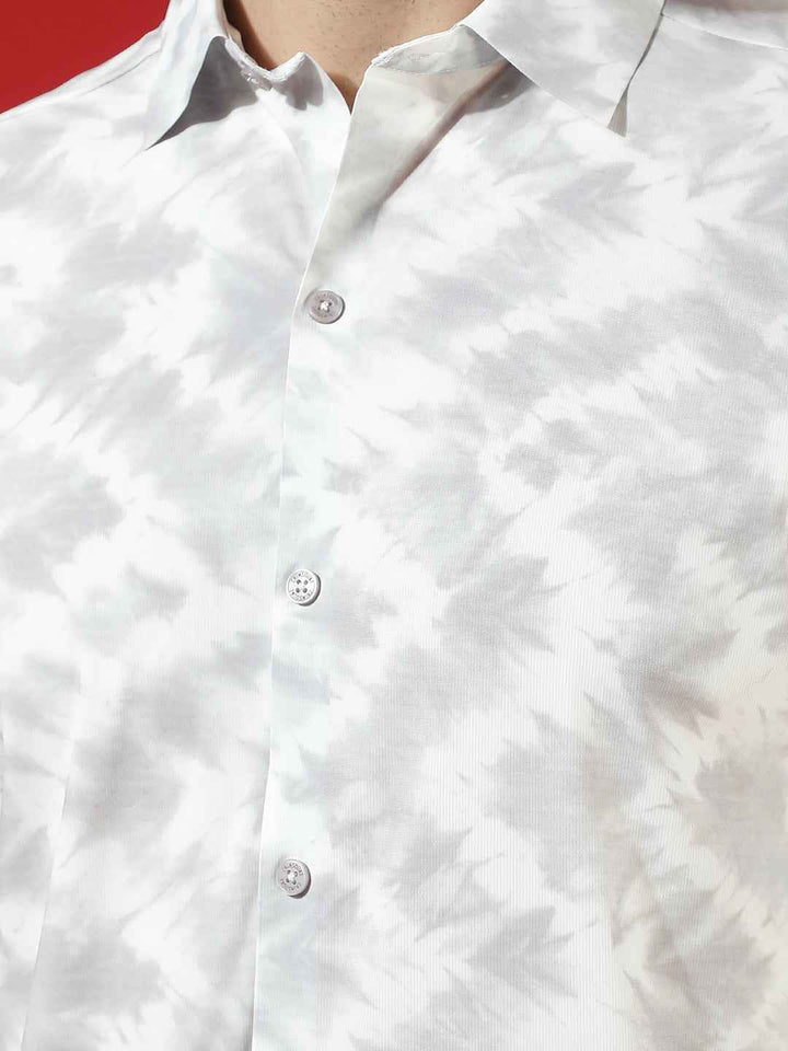 Grey Abstract Print Chic Shirt
