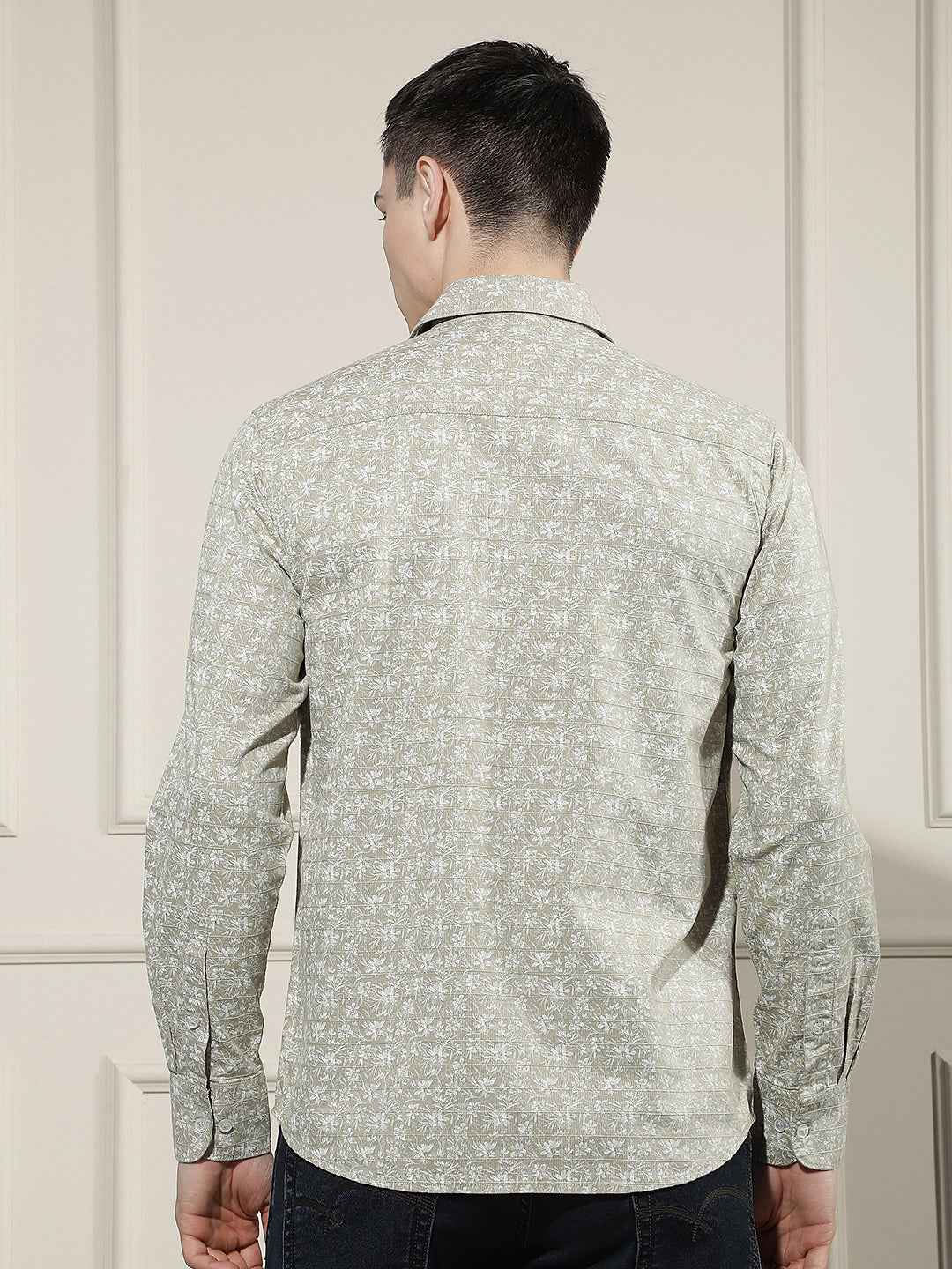 Olive Floral Print Shirt