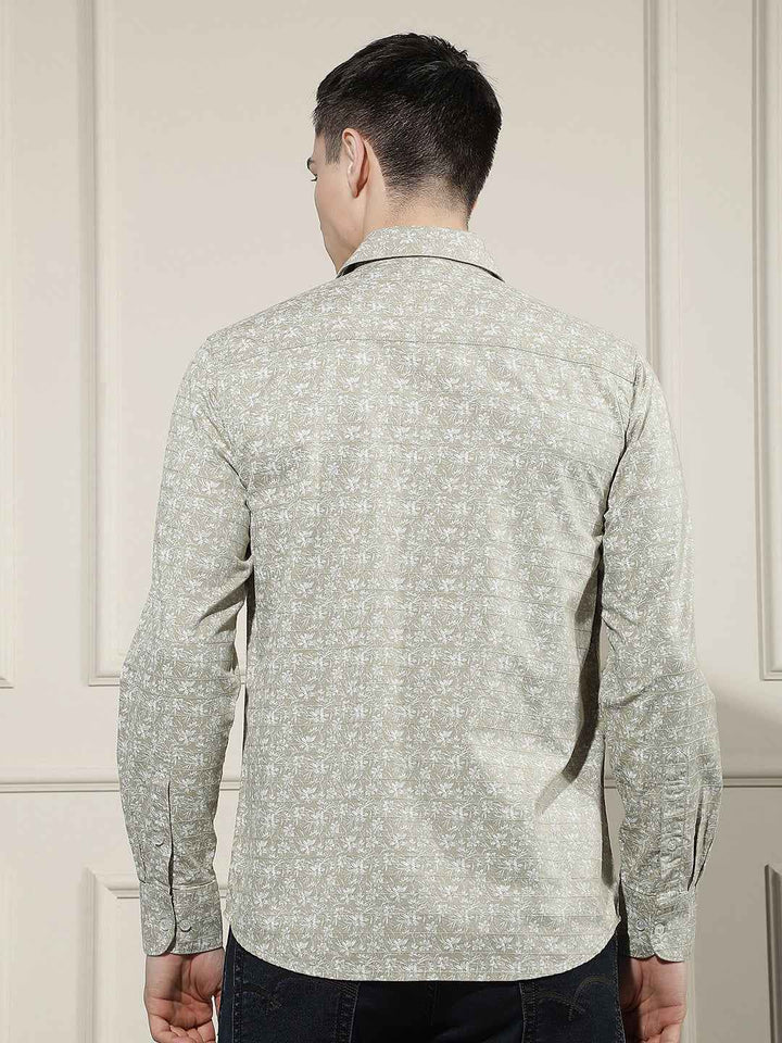 Olive Floral Print Shirt