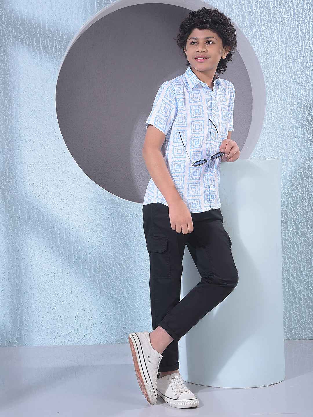 Sky Blue Printed Shirt