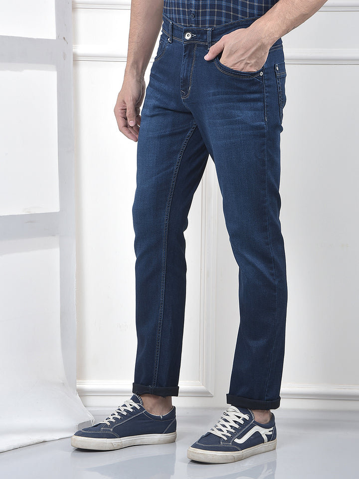 Tailored Trim Navy Blue Jeans
