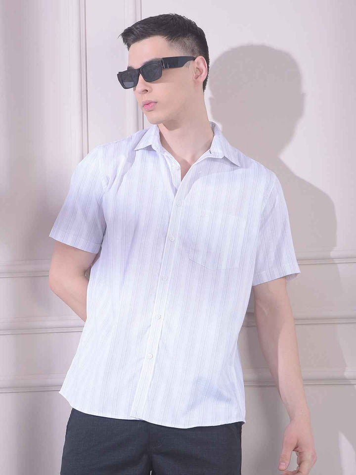 White Vertical Stripes 100% Cotton Shirt