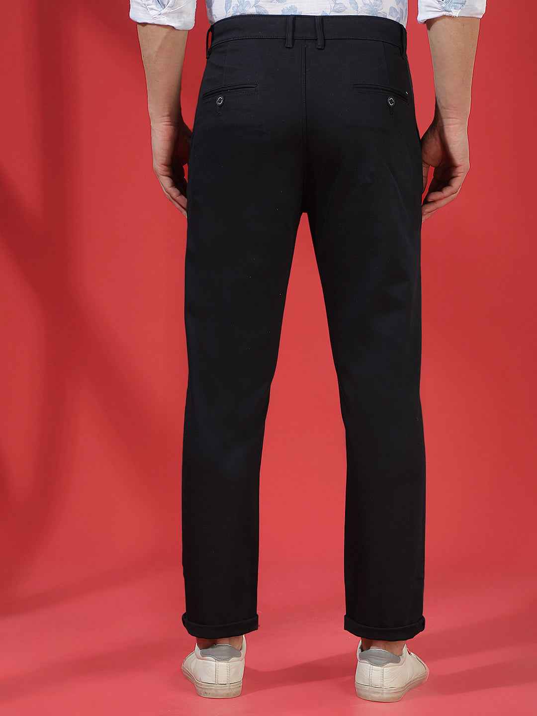 Navy Blue Stretch Smart Trousers