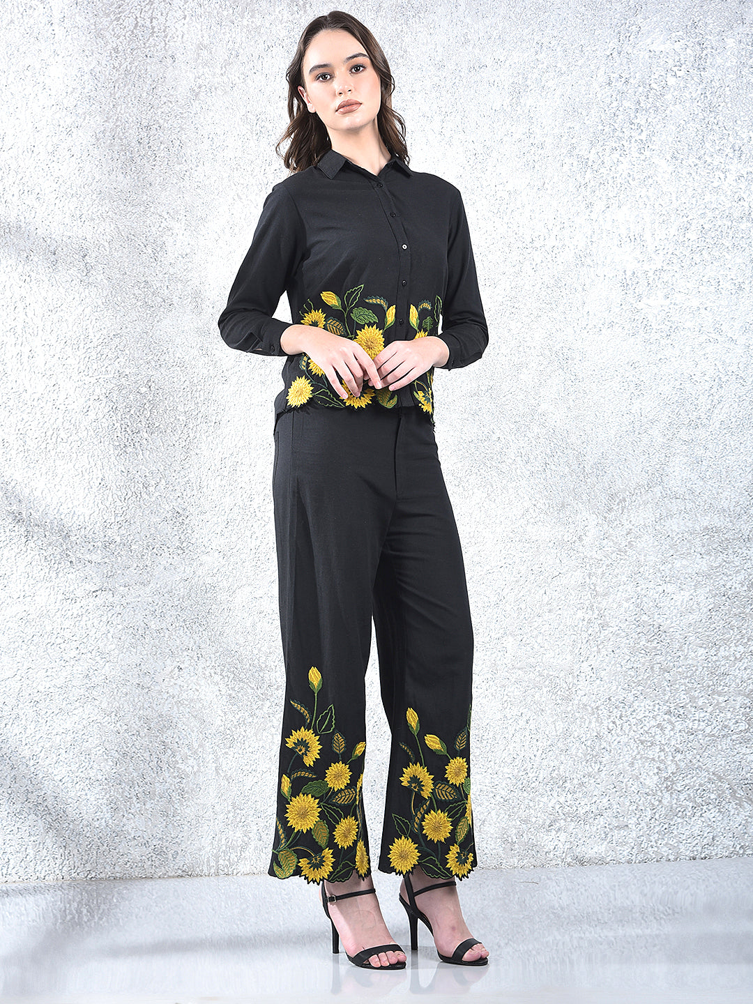 Black Embroidered Co-Ord Set