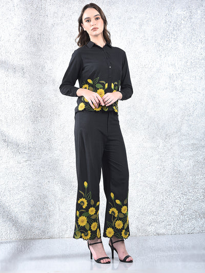 Black Embroidered Co-Ord Set