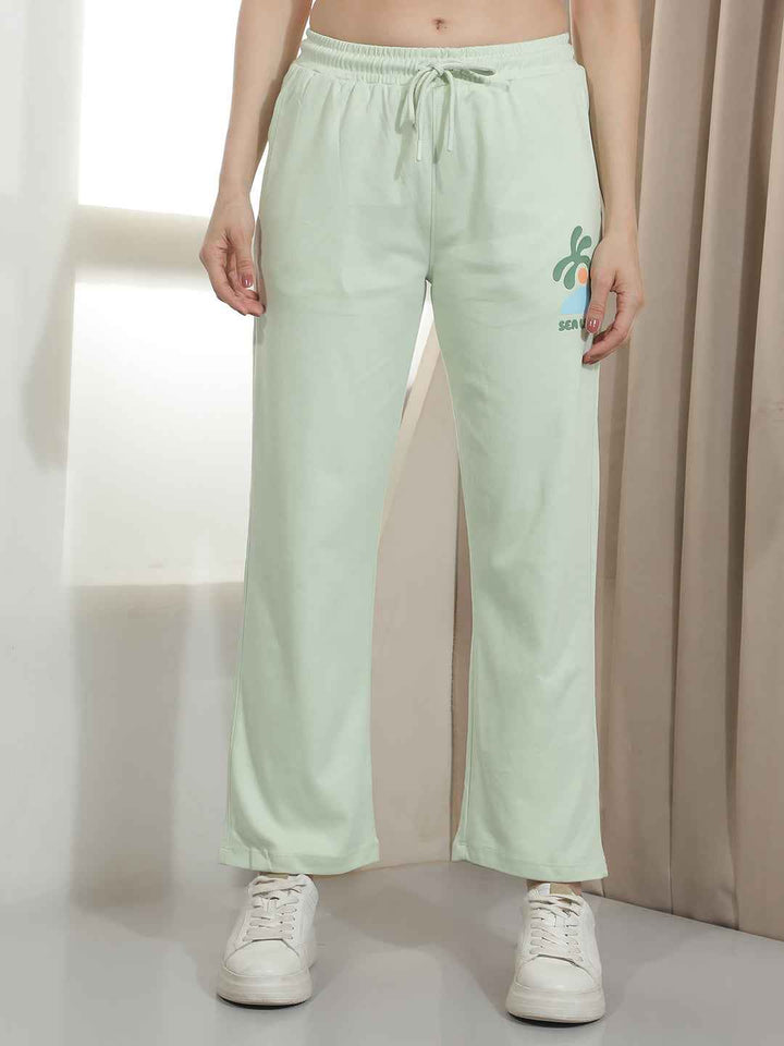 Green Graphic Print Trackpants