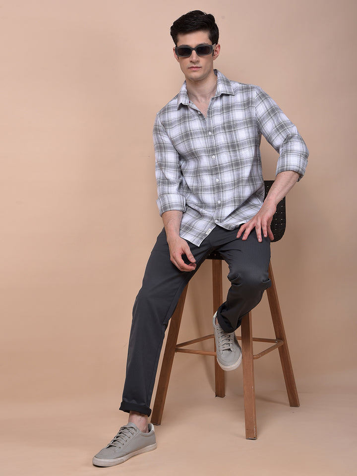 Tailored Trim Grey Printed Trousers