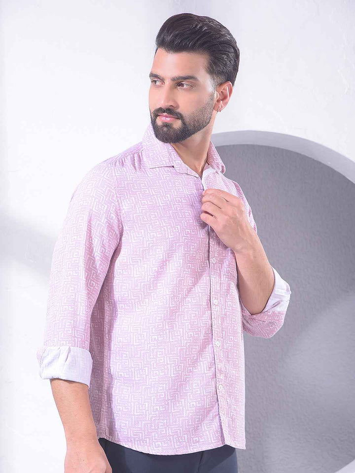 Pink Geometric Print Shirt