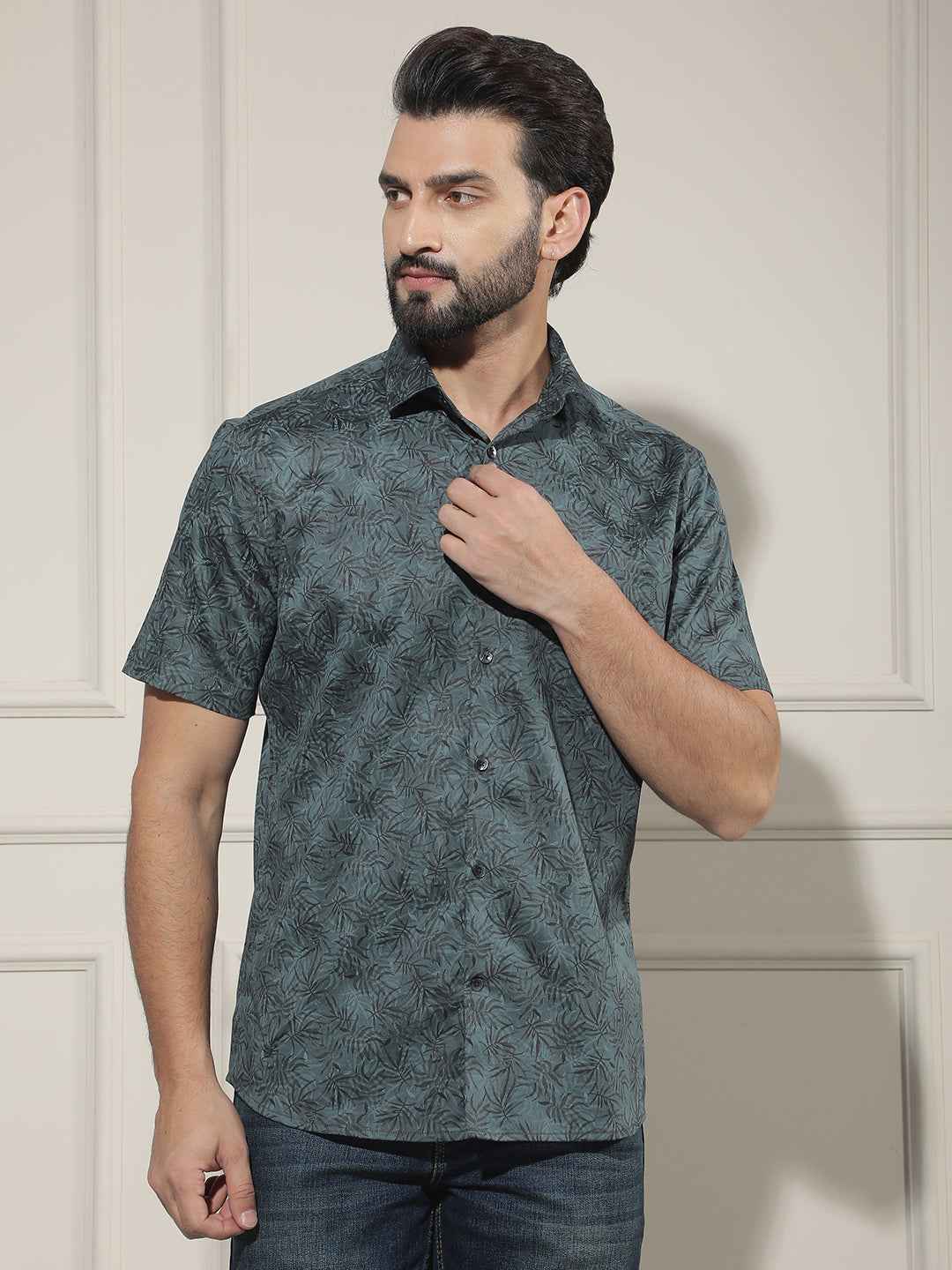 Green Floral Print Shirt