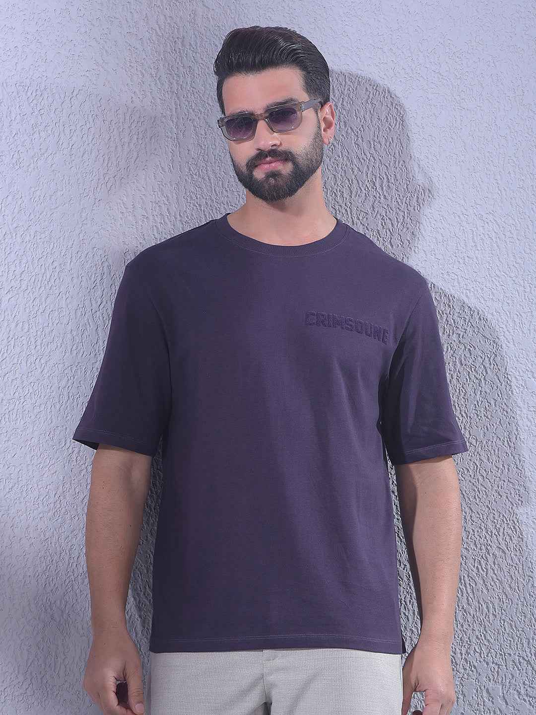 Purple 100% Cotton Oversize Brand Logo T-Shirt