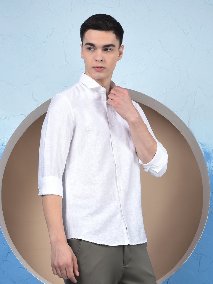 Pure White Woven Texture Shir