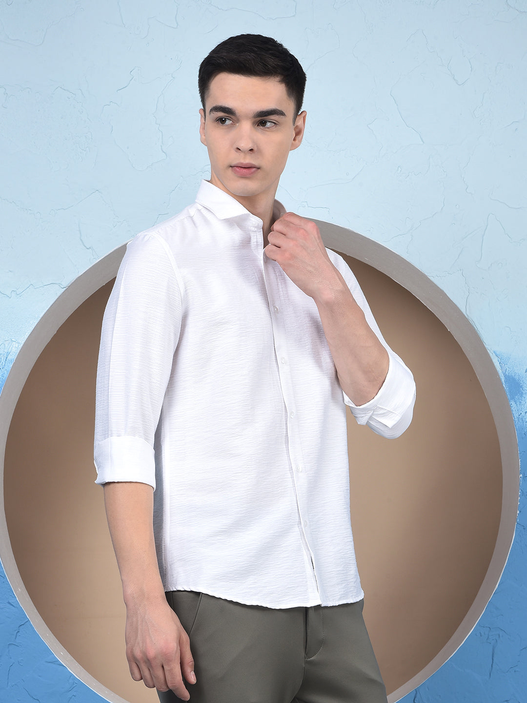 Pure White Woven Texture Shir