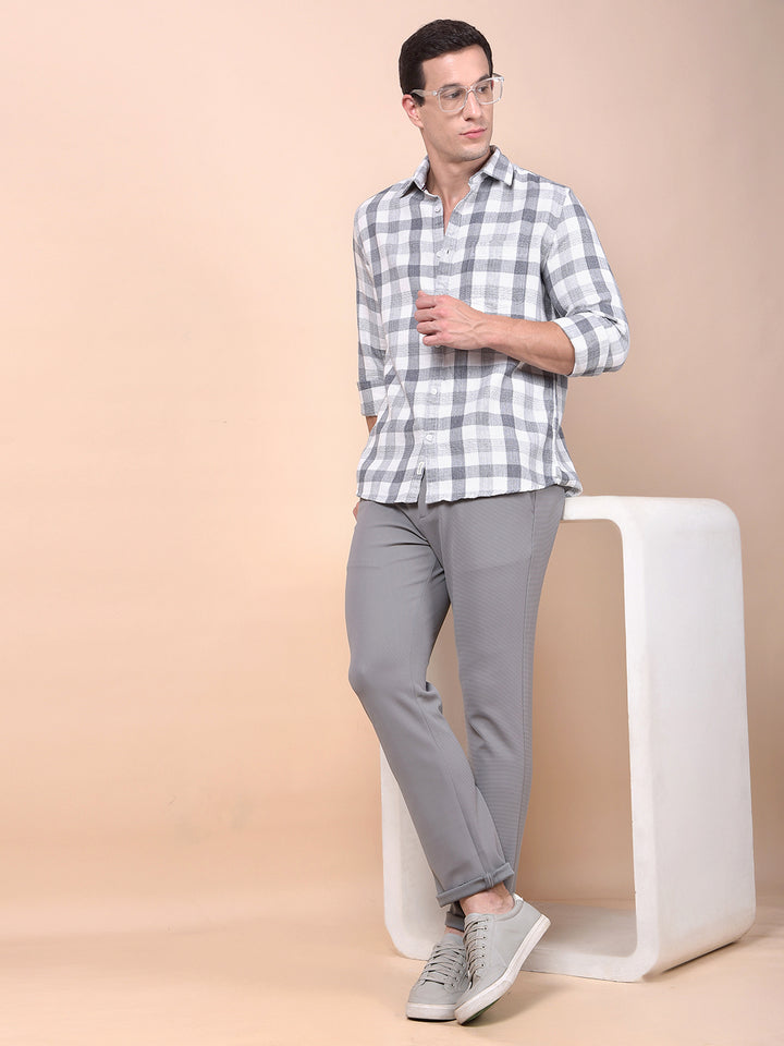 White Checked 100% Cotton Shirt