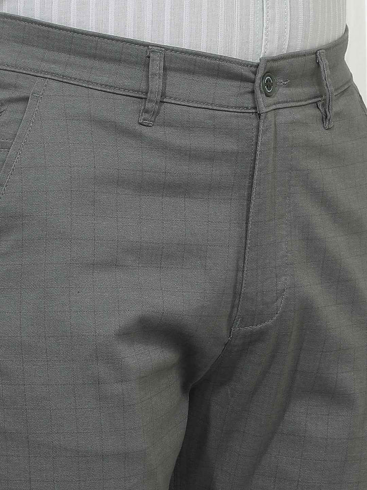 Modern Olive Checked Casual Trousers