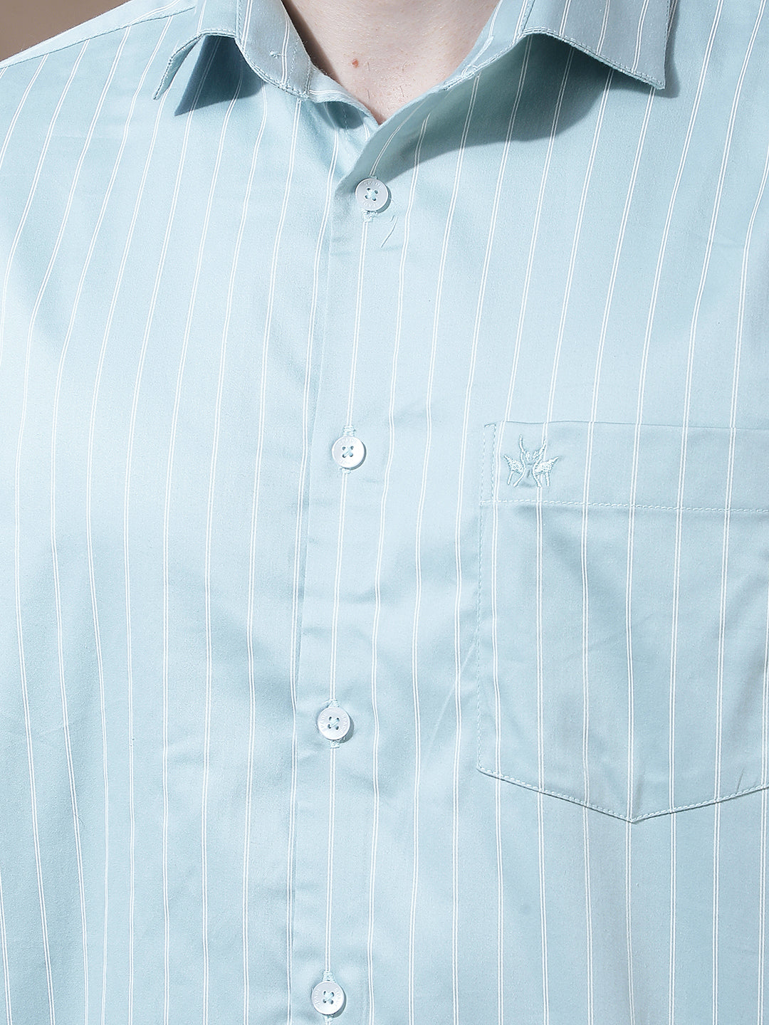 Green Vertical Stripes Shirt