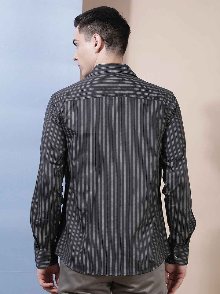 Black Vertical Stripes Shirt