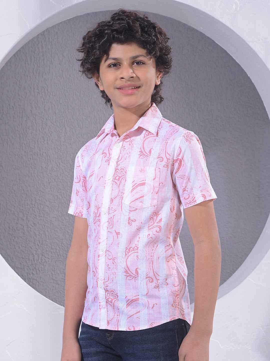 Pink Paisley Print 100% Cotton Shirt
