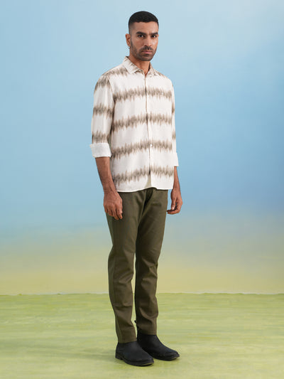 Urban Edge Beige Printed Casual Shirt