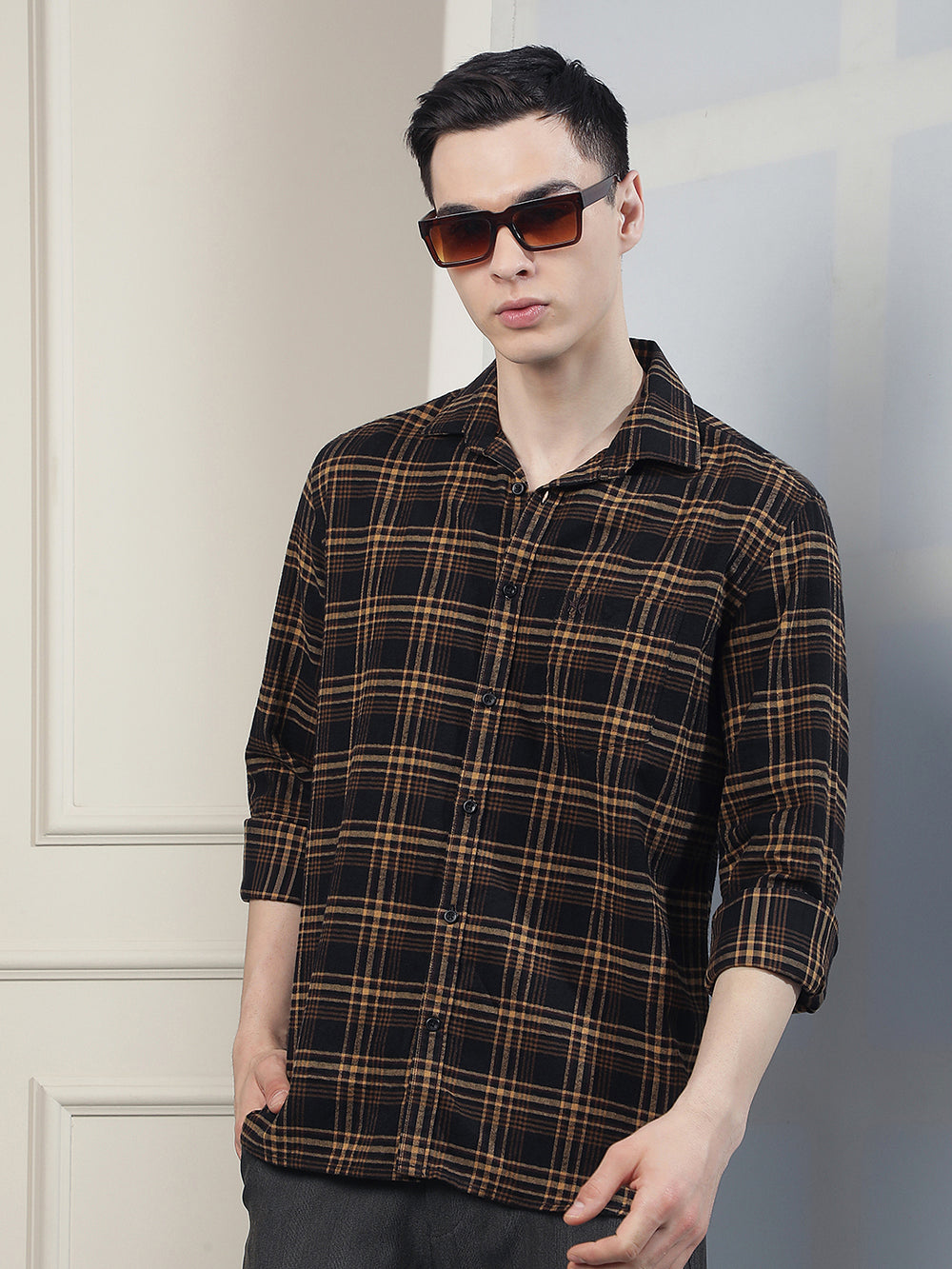 Black Checked 100% Cotton Shirt