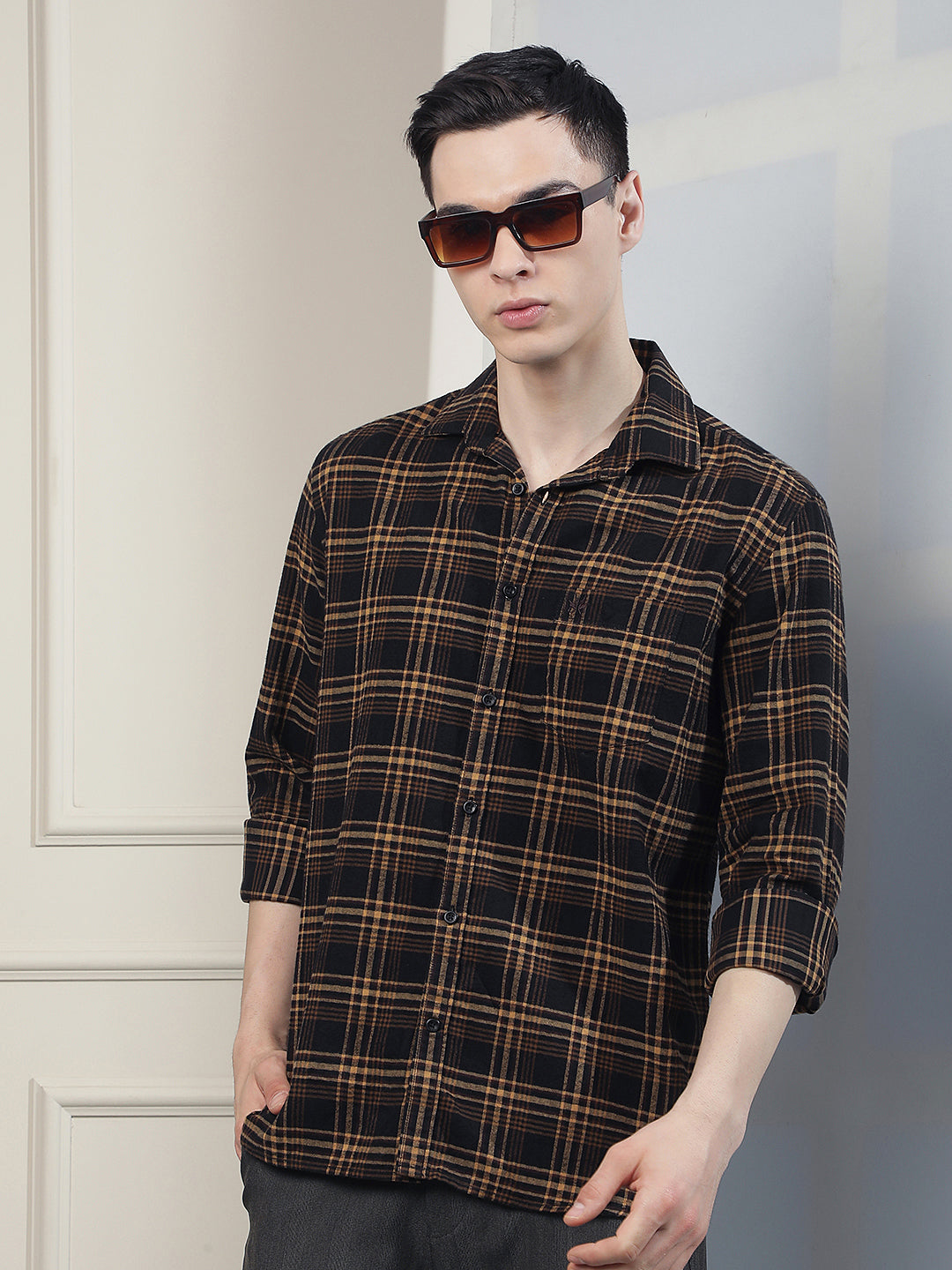 Black Checked 100% Cotton Shirt