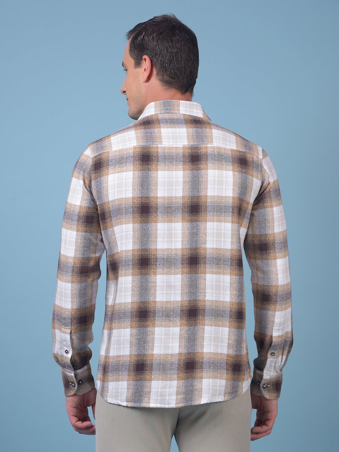 Brown Checked 100% Cotton Shirt