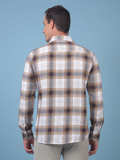 Brown Checked 100% Cotton Shirt