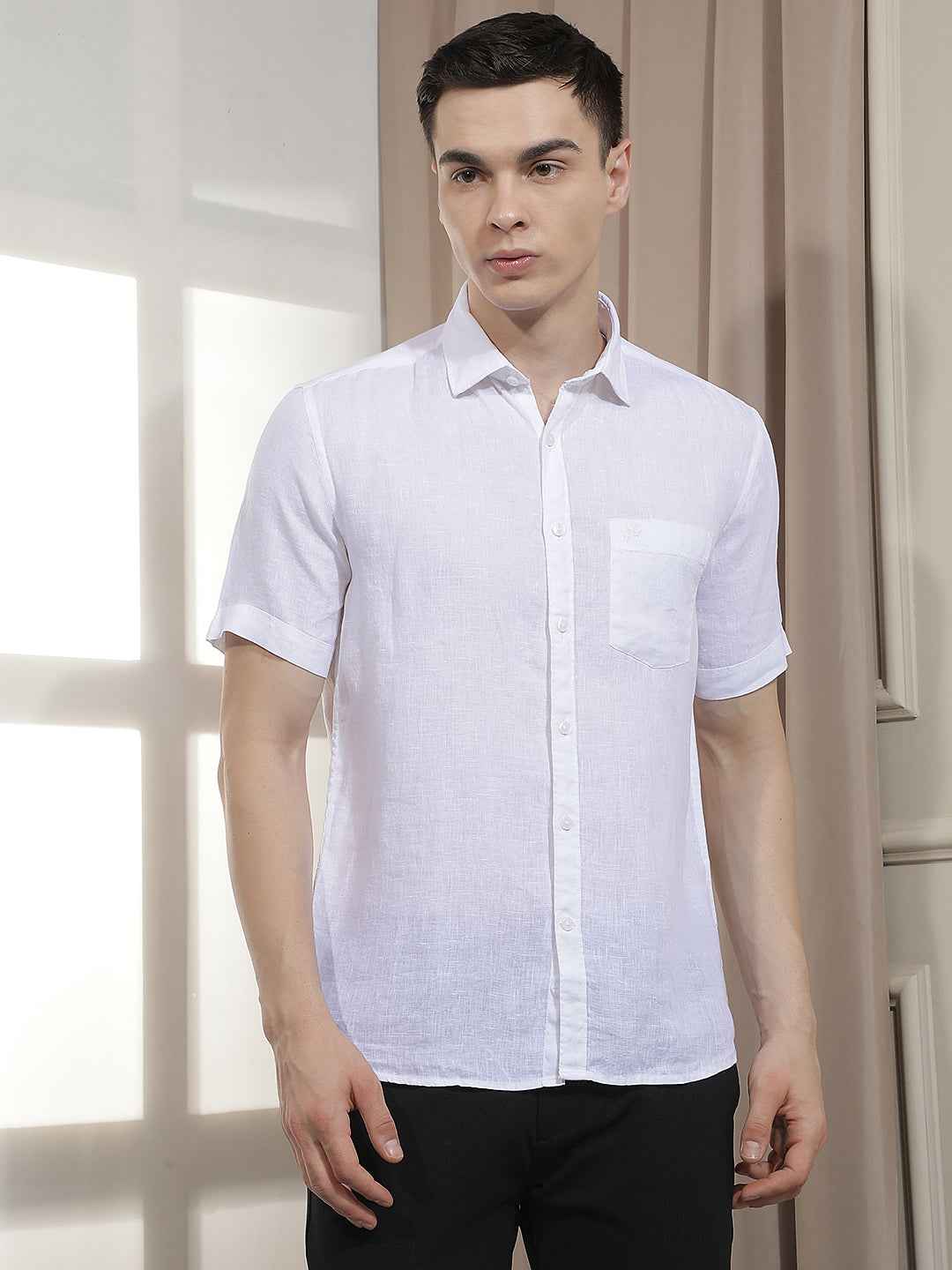 Crisp White Linen Shirt