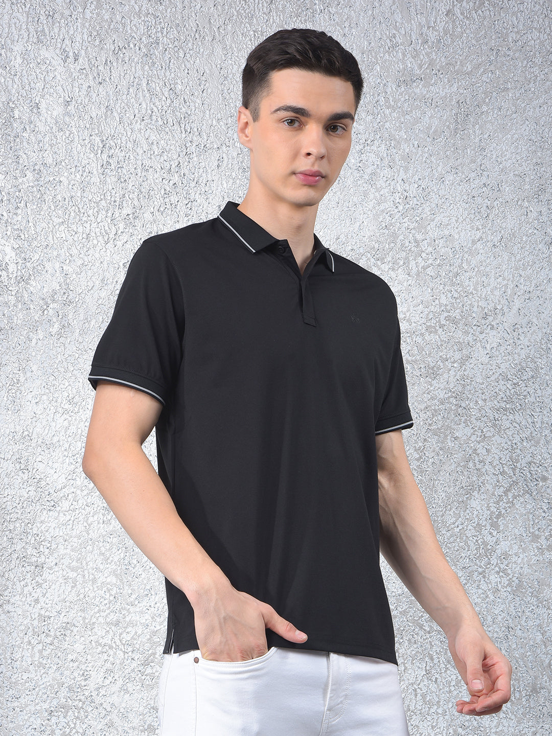 Black Polo-Neck T-Shirt