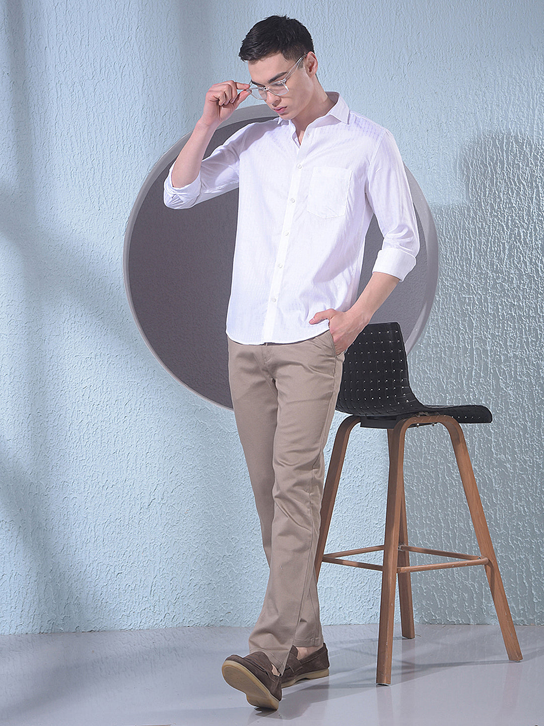 Elegant White Jacquard Shirt