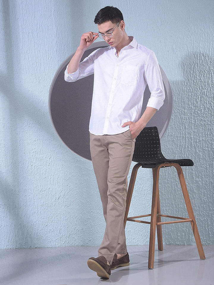 Elegant White Jacquard Shirt