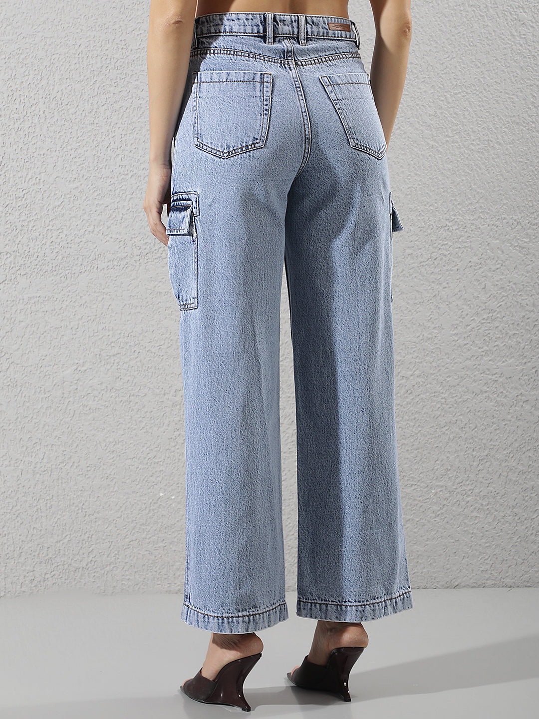 Blue 100% Cotton Cargo Jeans