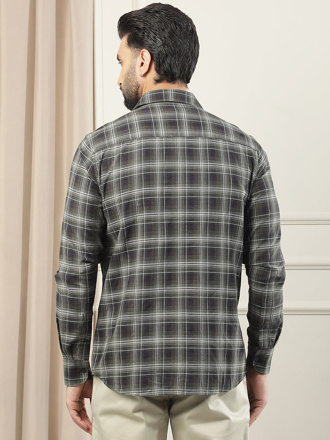 Fern Green 100% Cotton Checked Shirt