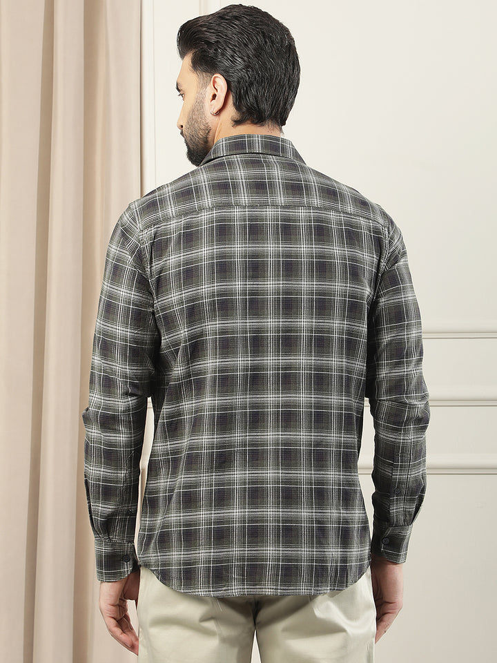Fern Green 100% Cotton Checked Shirt