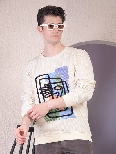 Beige Embroidered Sweatshirt