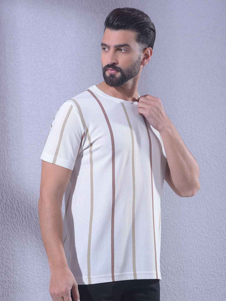 White Vertical Striped T-Shirt