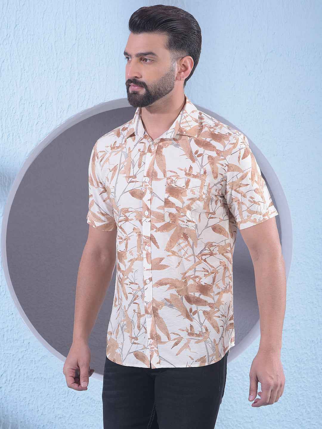 Brown Floral Print Shirt