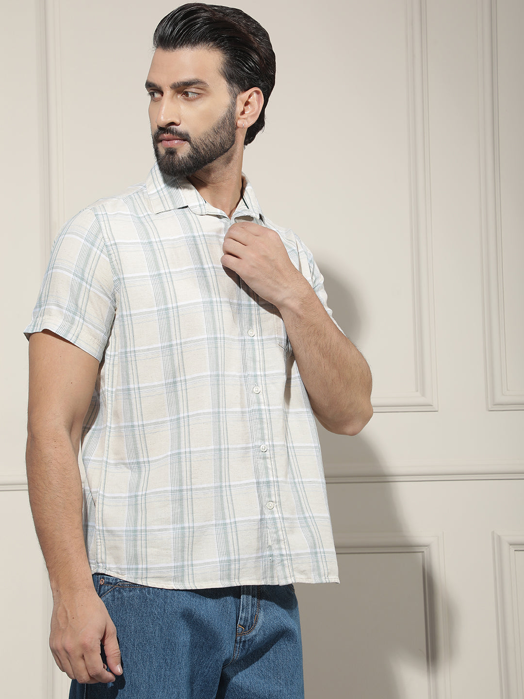 Green Checked Linen Shirt