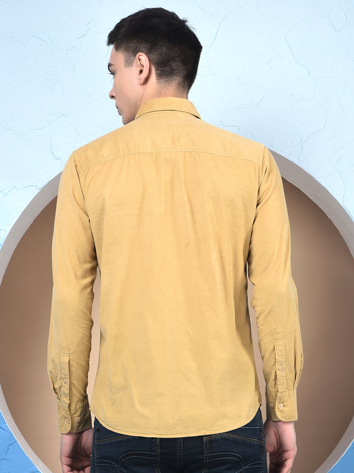Beige 100% Cotton Corduroy Shirt
