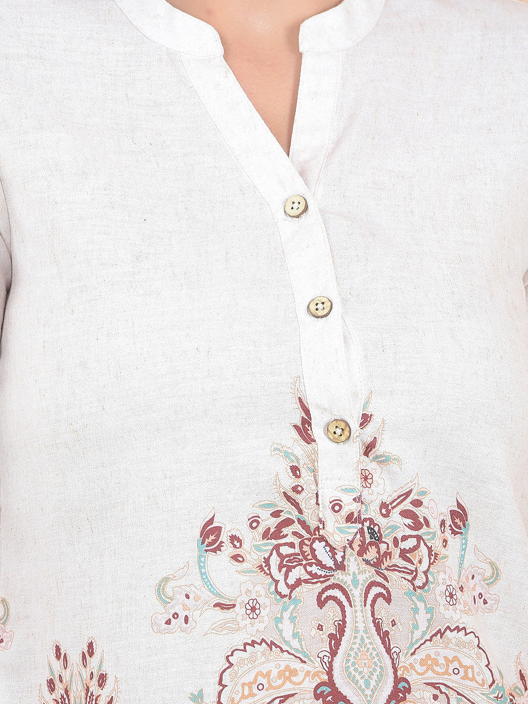 Multi-Color Printed V-Neck Top