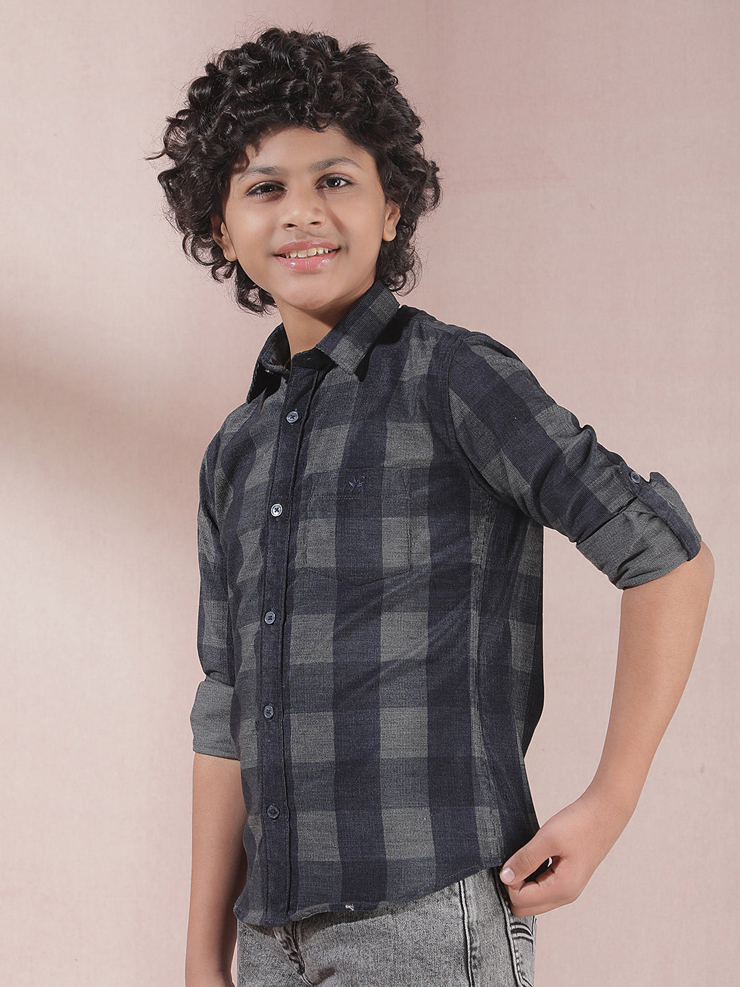 Blue Checked Corduory Shirt