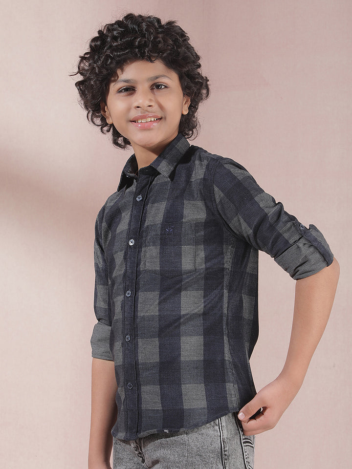 Blue Checked Corduory Shirt
