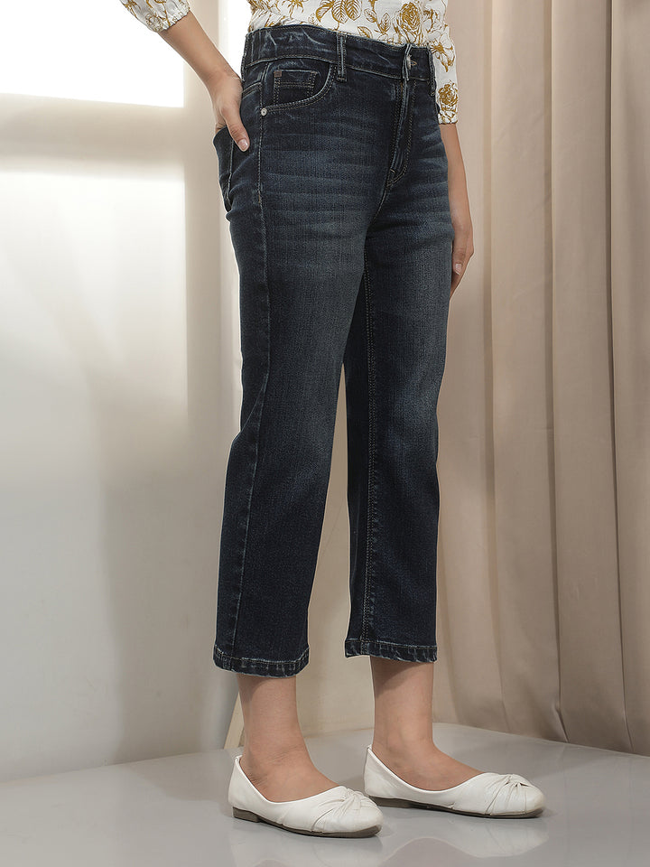 Blue Straight Cropped Jeans