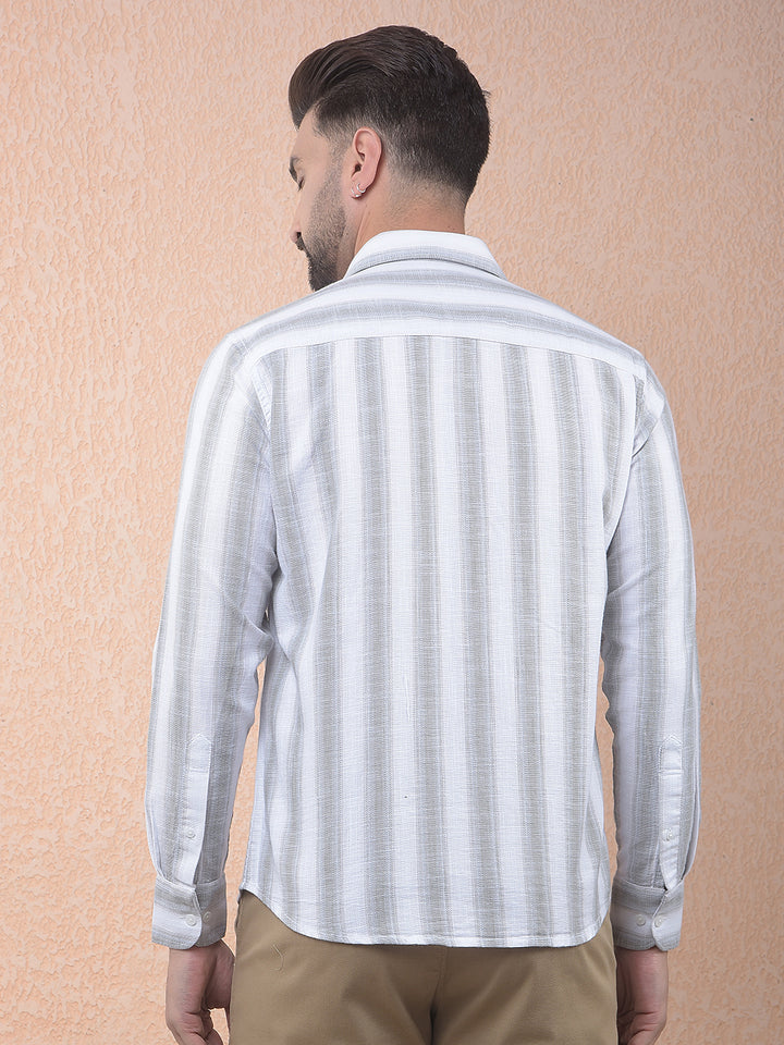 Grey Vertical Stripes 100% Cotton Shirt