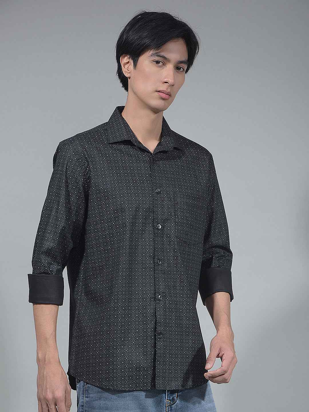 Black Floral Print Shirt