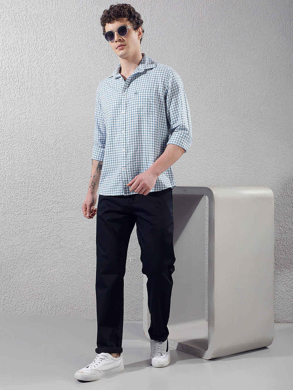 Navy Blue Printed Trousers