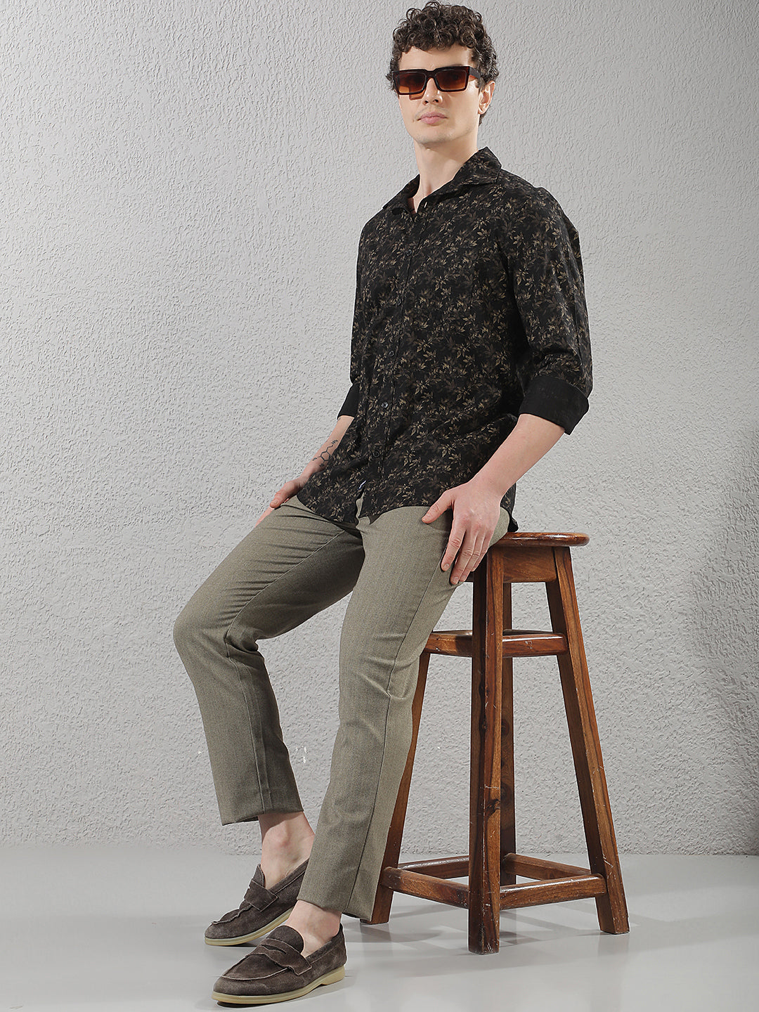 Olive Vertical Striped Trousers