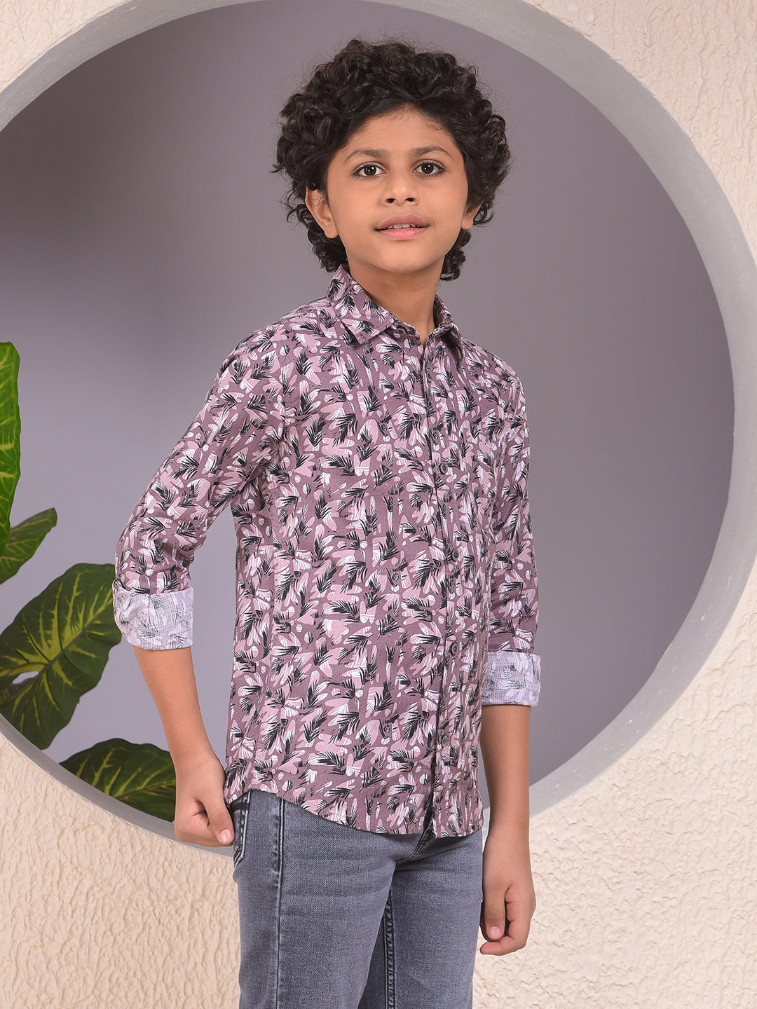 Purple Floral Print Shirt